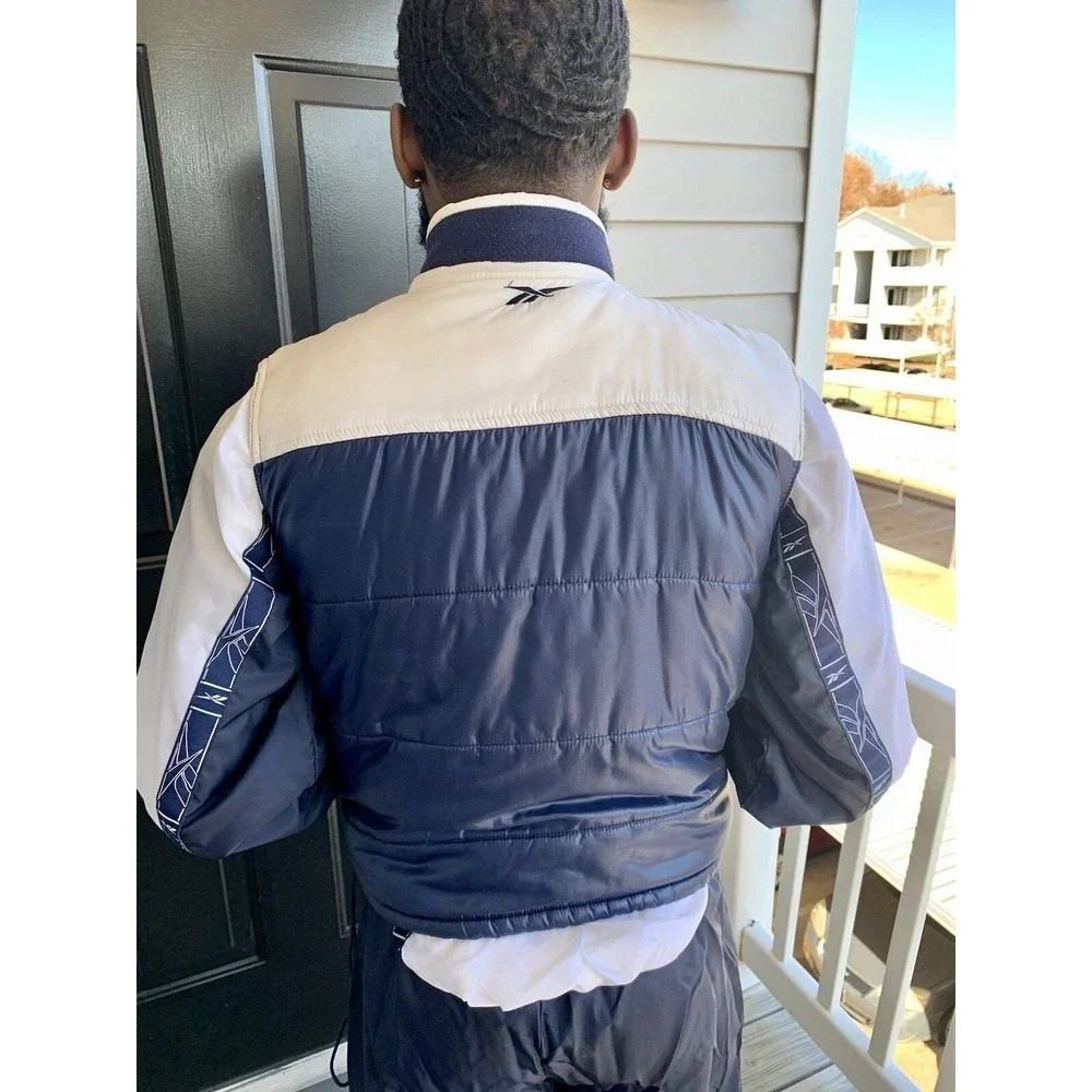 Vintage Blue 90s 3 piece Reebok set‎ puffer jacket vest pants Windbreaker